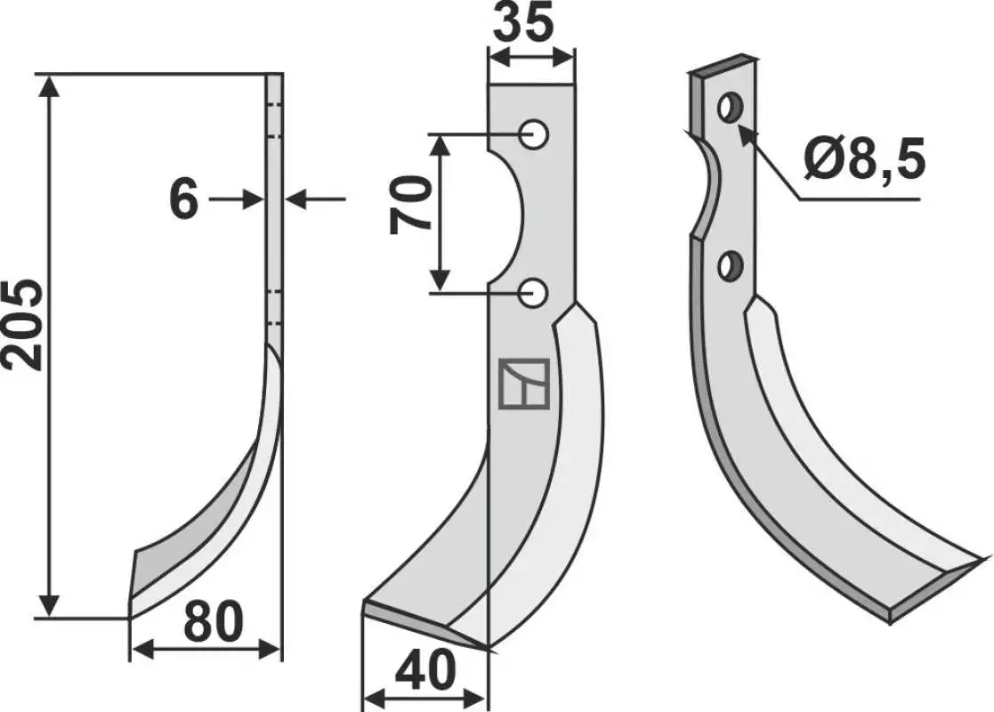 Fräsmesser 205x35mm, links